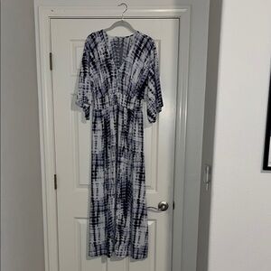 Purple and White Tie-Dye Maxi Dress